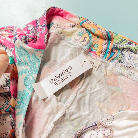 NEW Soma 2-Piece Rainbow Paisley Tee Pant Stretch Sleep Set Size Small - Picture 3 of 12